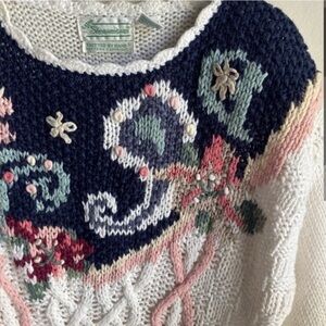 Extra Shenanigans Vintage Hand Knit Sweater with Shoulder Pads XL